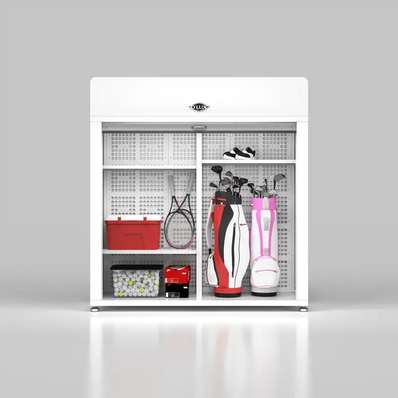 Unit holding golf bags and tennis gear